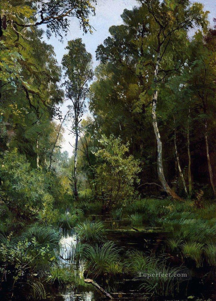 森の端にある生い茂った池 シヴェルスカヤ 1883 古典的な風景 イワン・イワノビッチ油絵